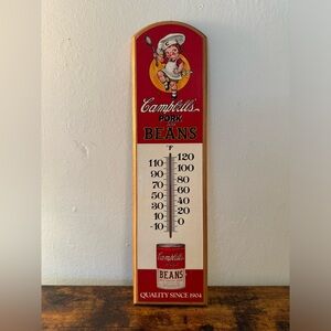 Vintage Campbell’s Pork & Beans Wooden Advertising Thermometer